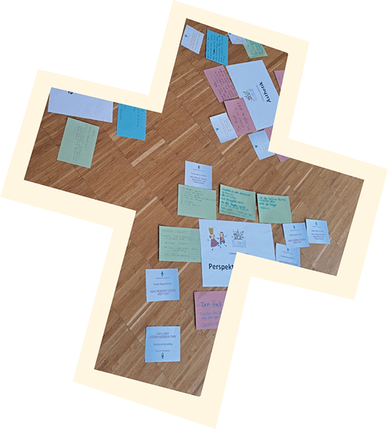 Brainstorming mit Kärtchen zur Kinderkathedrale