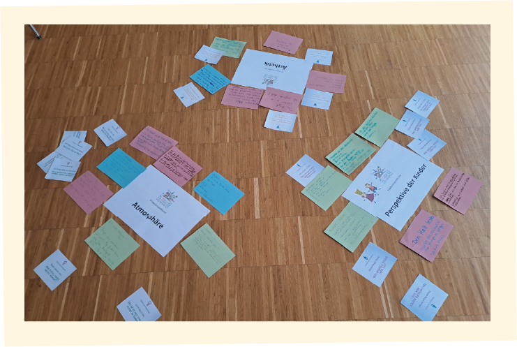 Foto zum Workshop: Brainstorming mit Karteikarten auf dem Boden